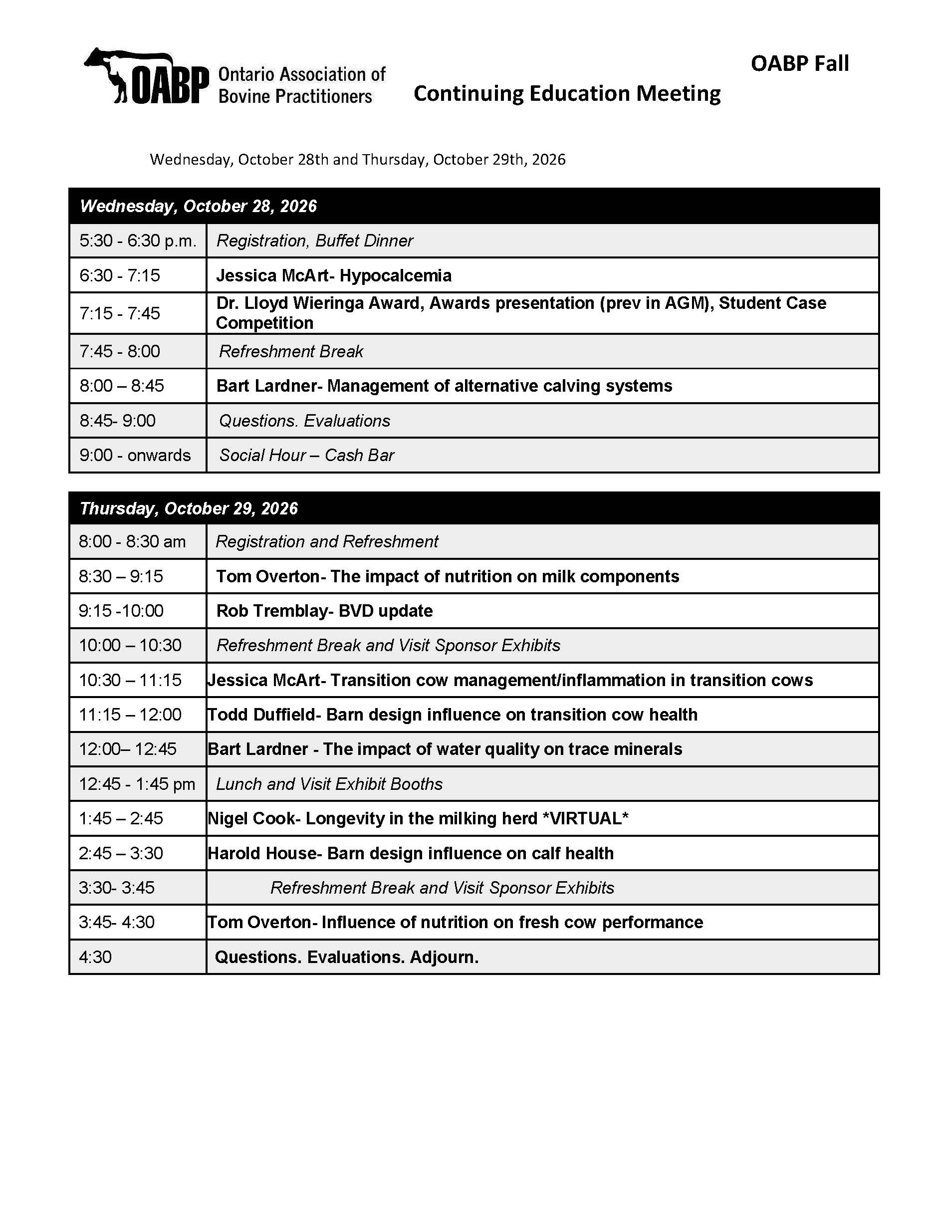 Agenda   Fall CE Meeting 2026